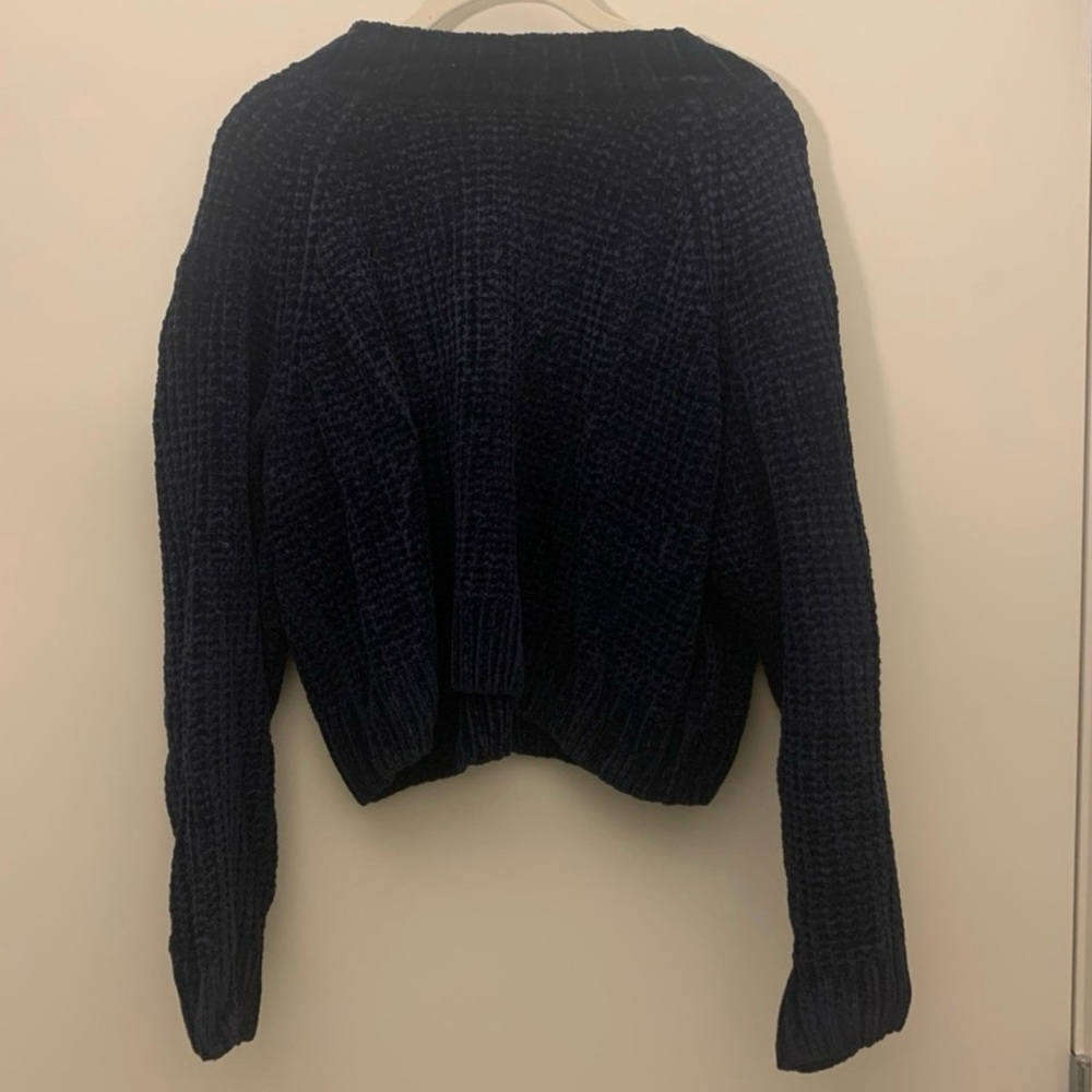 Navy chenille cropped sweater H&M Divided Large